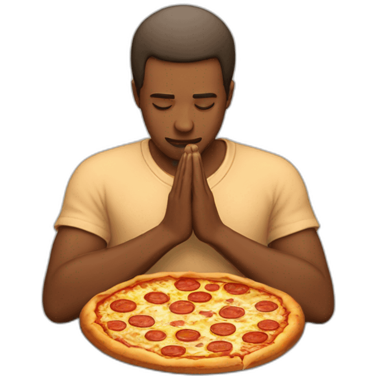 guy praying to pizza emoji