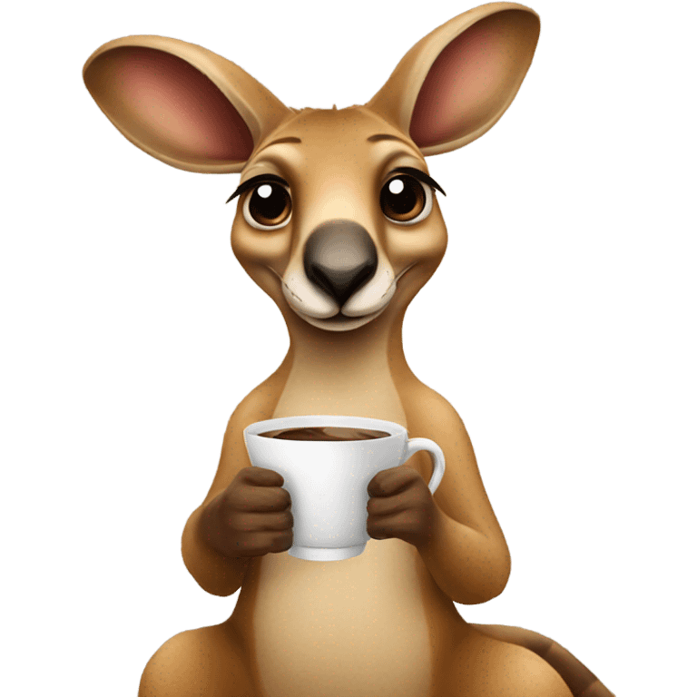 Kangaroo with coffee  emoji