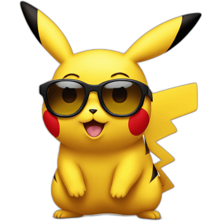 Pikachu face with sunglasses emoji