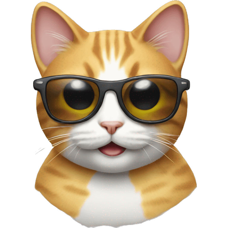 Cat with sunglasses and lol effect emoji