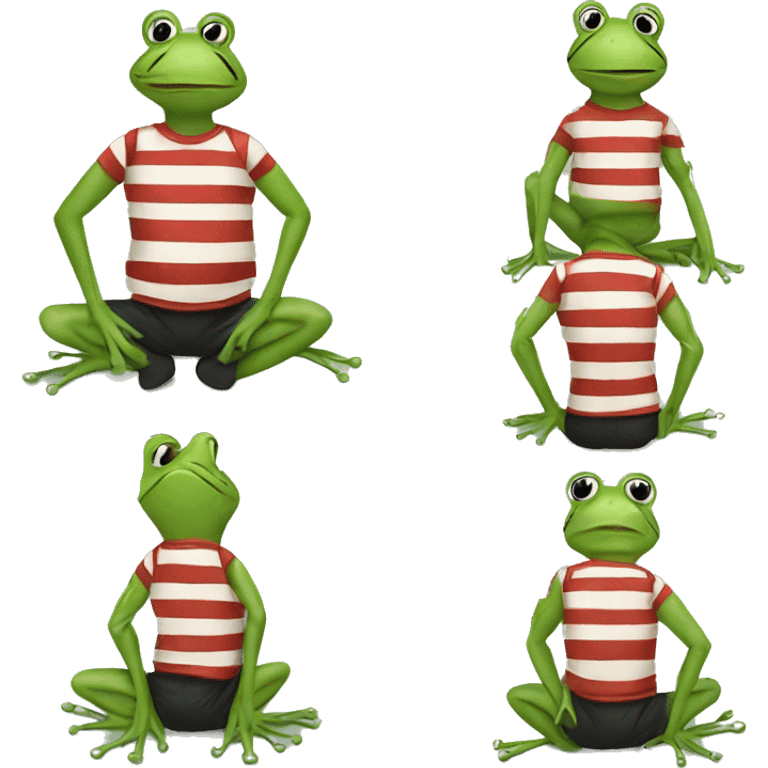 Frog in a red and black striped top emoji