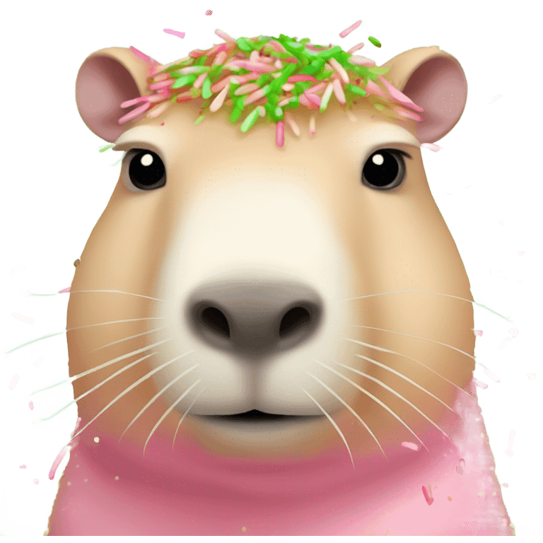 cream capybara with pink, red and green sprinkles  emoji