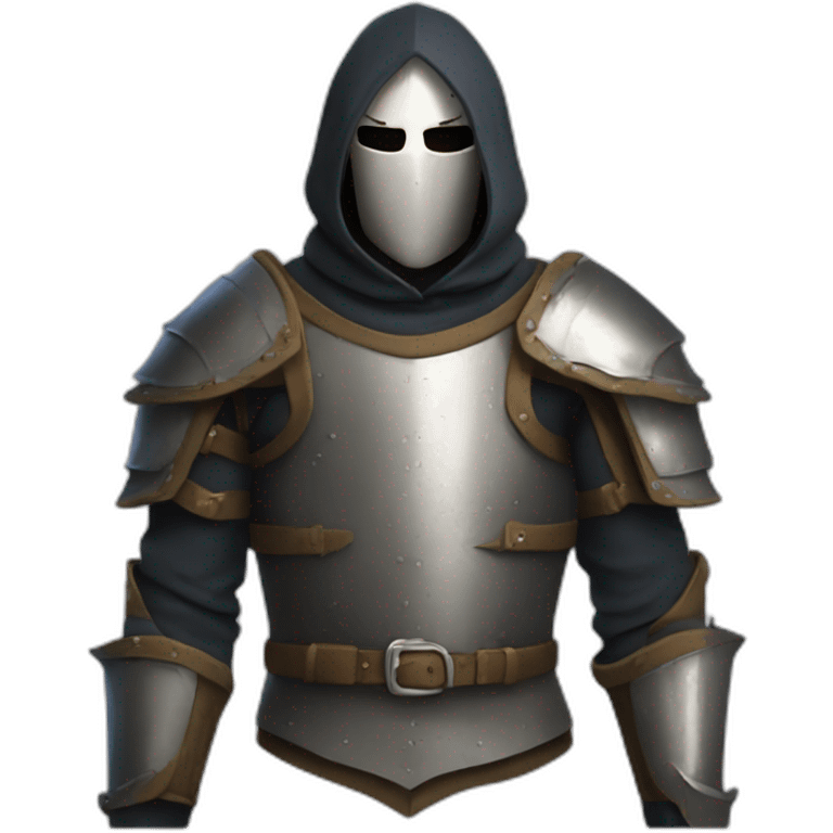 medieval evil saboteur wearing mask, full torso, looking sideways emoji