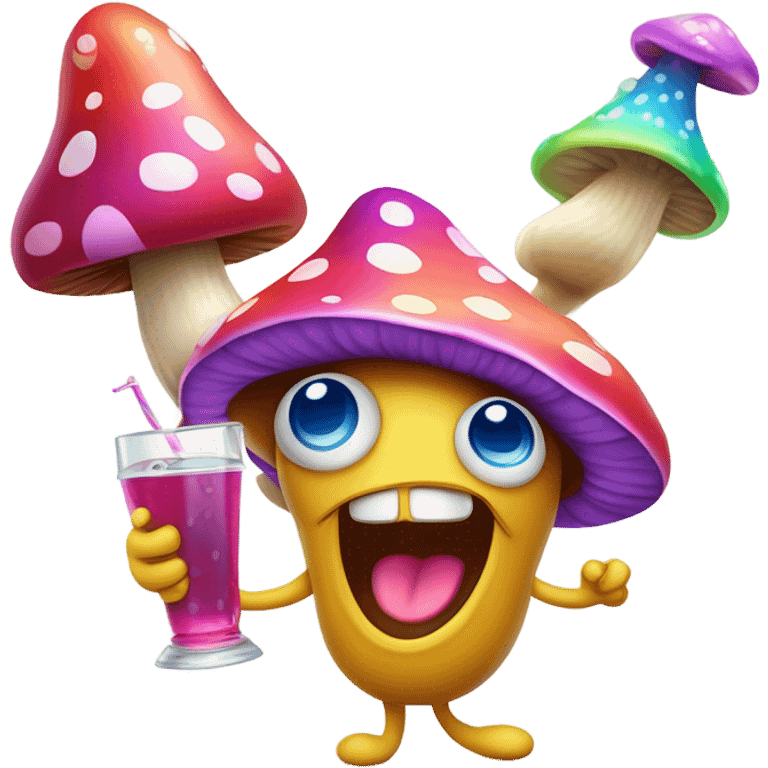 Psychedelic party - mushrooms partying emoji