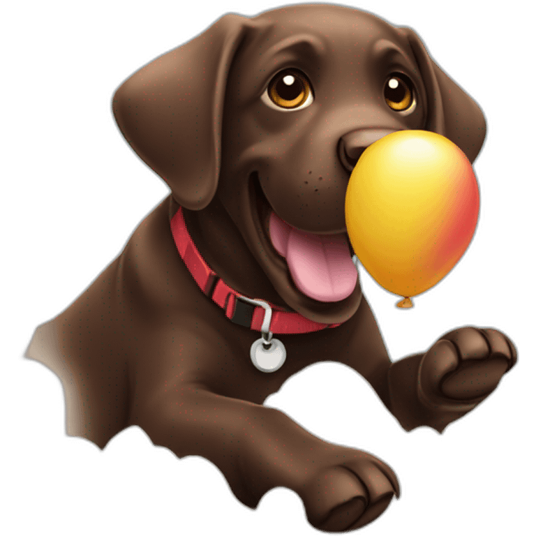 Happy-chocolate-labrador-playing-with-baloon emoji