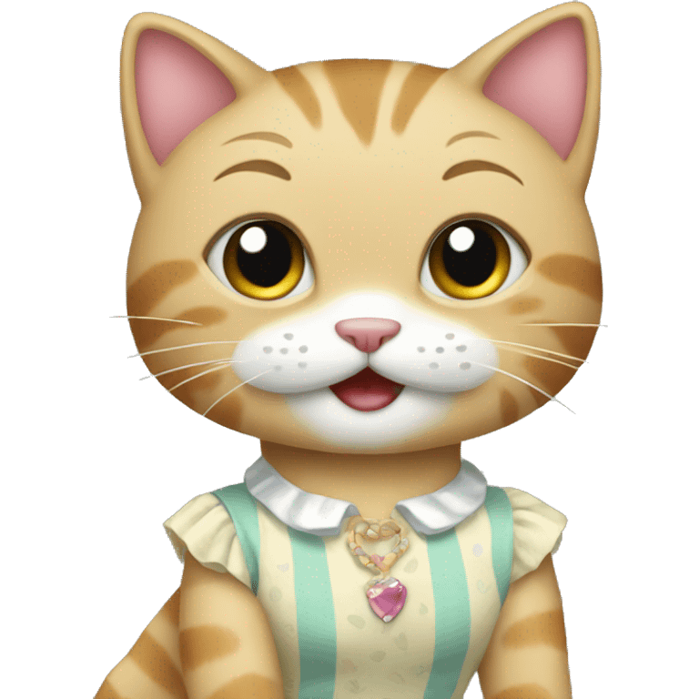 happy little cat in a dress having fun emoji