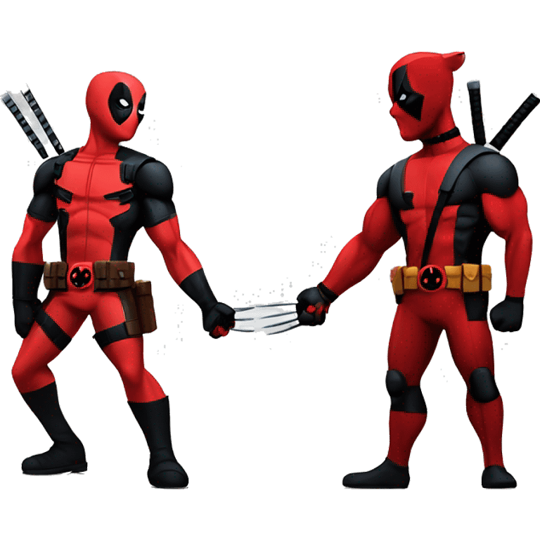 Deadpool and Wolverine holding hands emoji