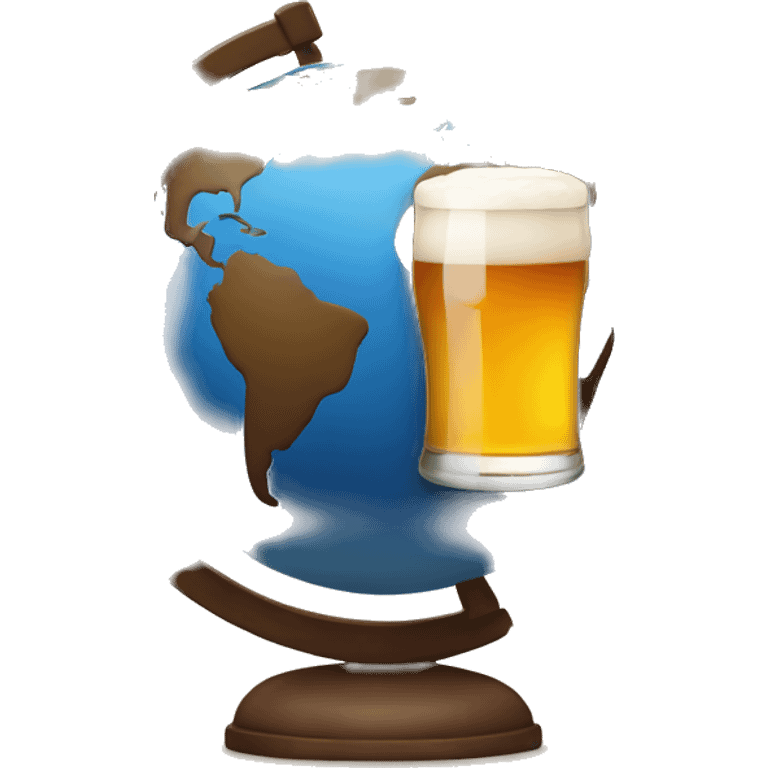 a globe holding a beer emoji