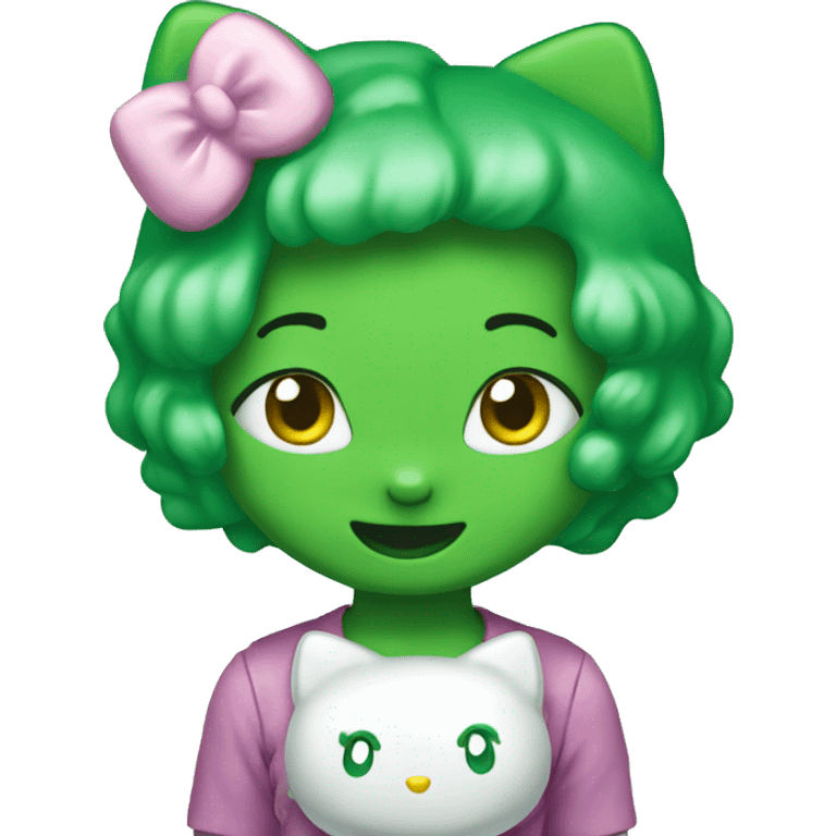 Green hello kitty emoji