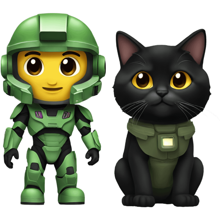 Master chief with black kitten emoji