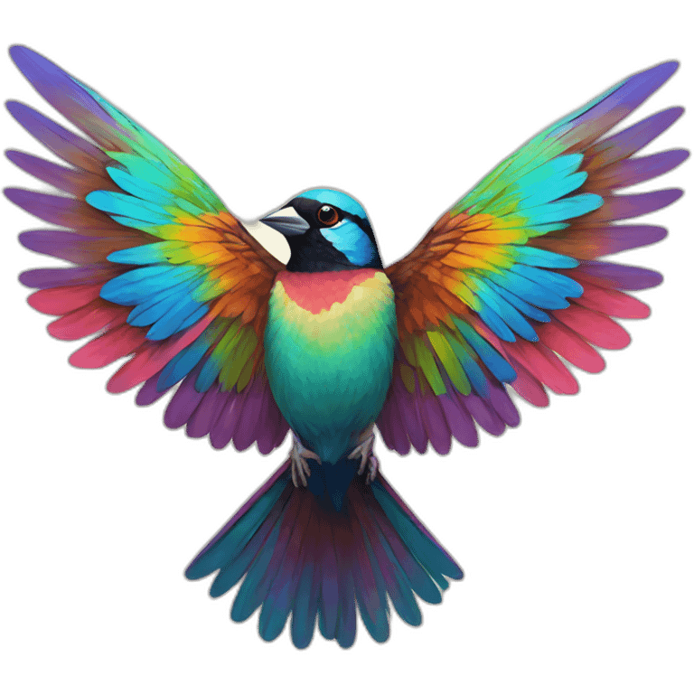 psychedelic colorful sparrow open Wings painting emoji