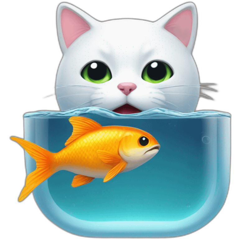 Un chat avec un poisson dans la bouche emoji