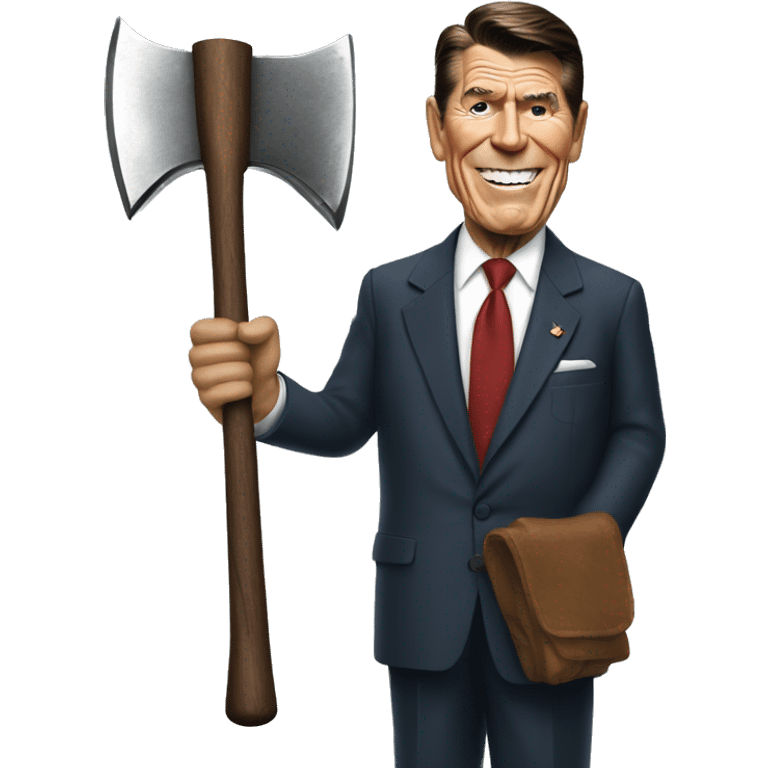 Ronald Reagan holding an axe emoji