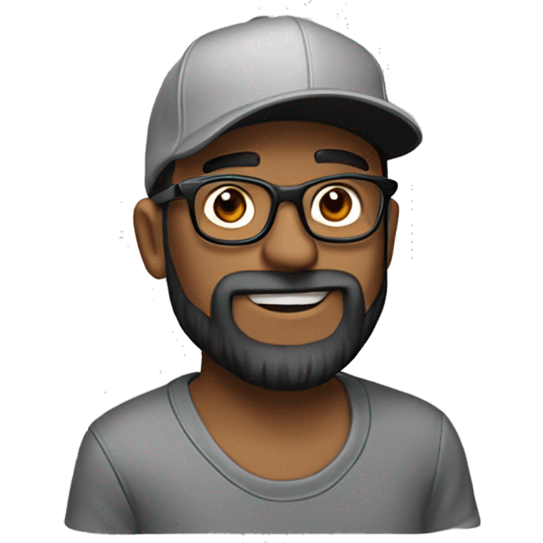 Brown guy Baseball cap on backwards with eye glasses grey and black beard with earrings and hat turned around  emoji