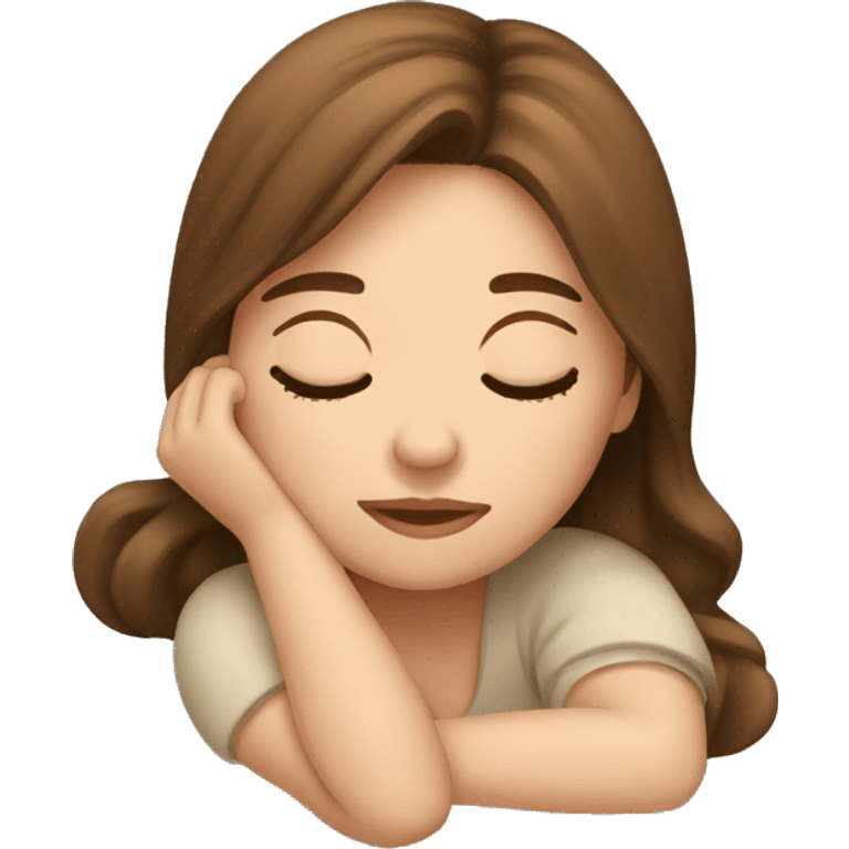 Sleeping girl brown hair  emoji