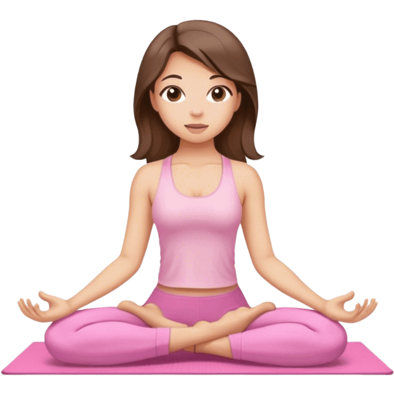 brunette hair down yoga girl light pink clothes  emoji