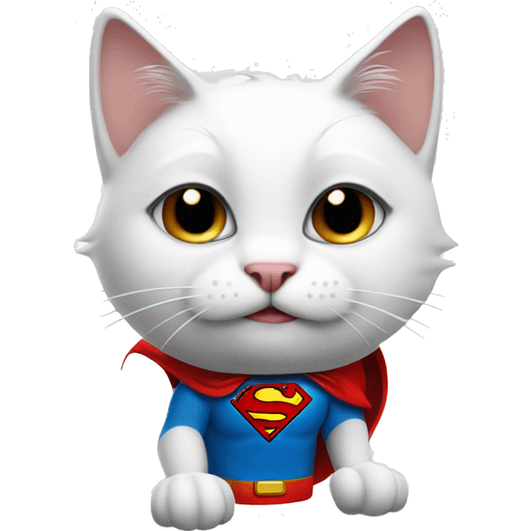 White Cat with a superman cape winking at you with a thumbs up emoji