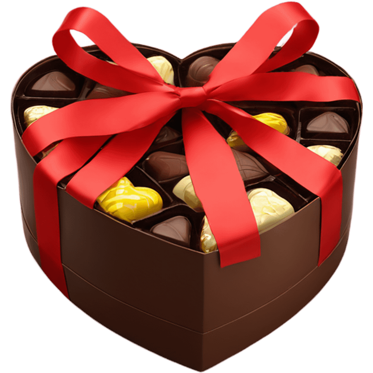 Real photo of heart shaped chocolate gift box with red ribbon  emoji