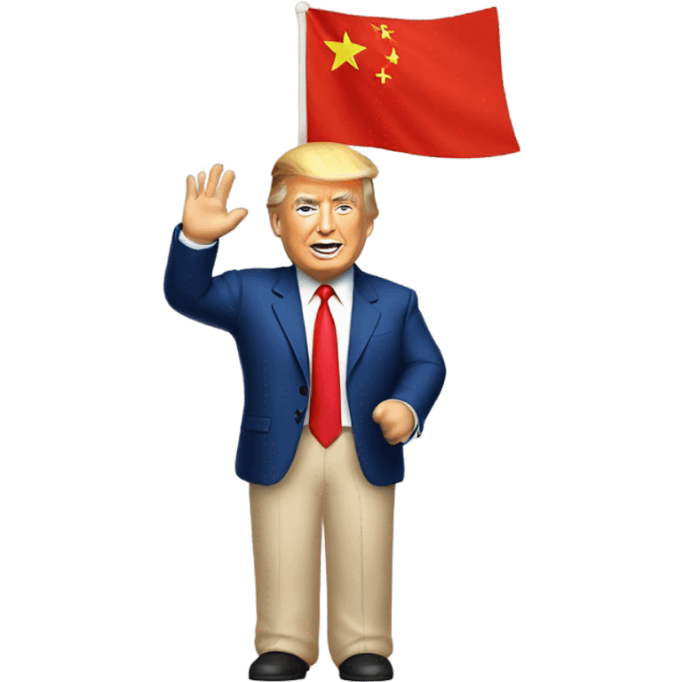 Donald Trump waving a Chinese flag emoji