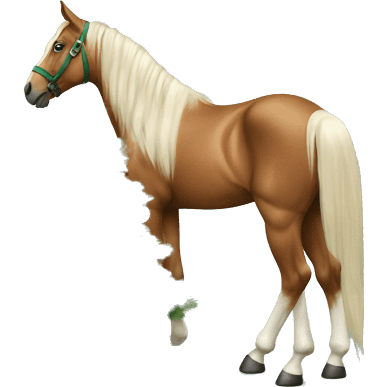 Horse putting ornaments on a Christmas tree emoji