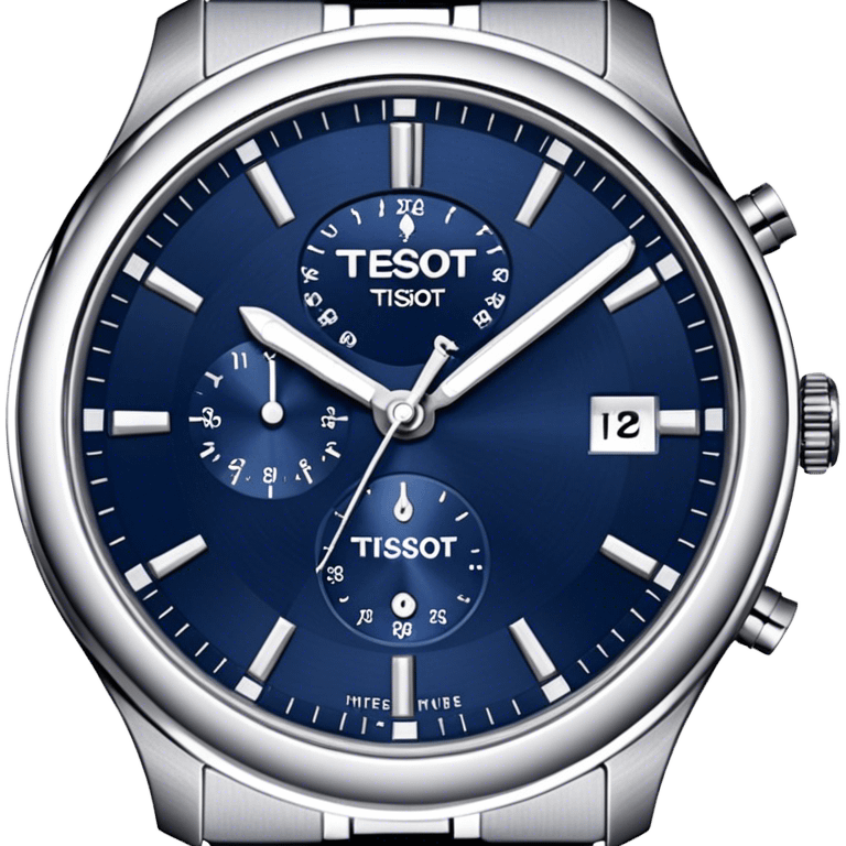 Silver tissot watch with navy blue face emoji