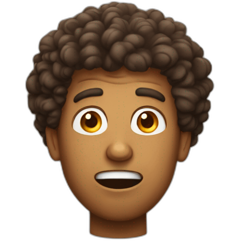 A brown guy with big curly hair surprised eyes out open mouth mind blowing emoji