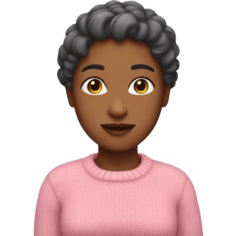 A woman wearing a cute pink sweater. emoji