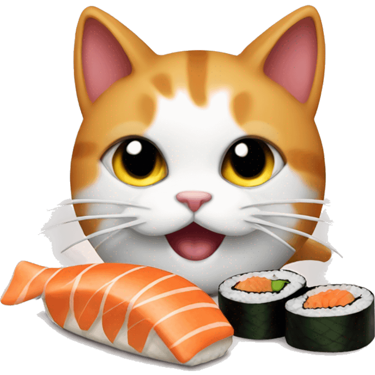 Cat eating sushi emoji