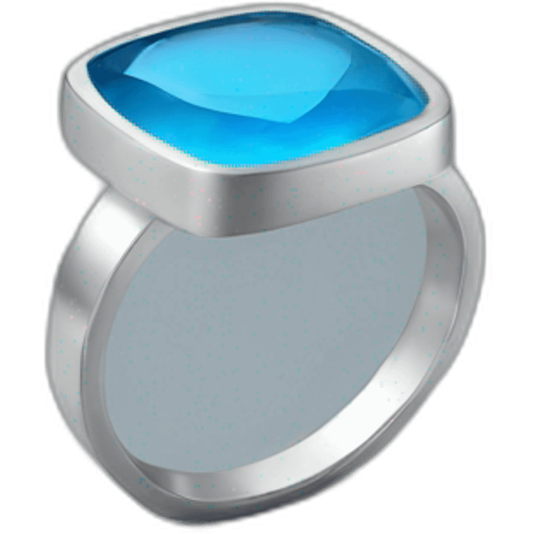 Minimalistic Silver ring with flat squared nontransparent blue stone emoji