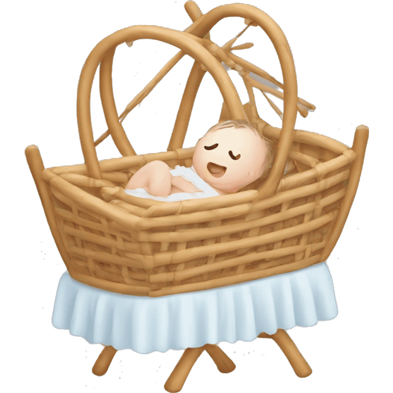 Newborn in a rattan cradle emoji