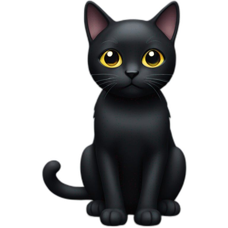 Black cat with glass emoji