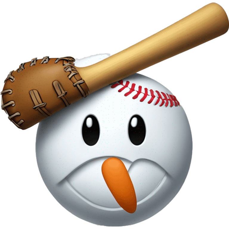 snowman with baseball glove and baseball bat emoji