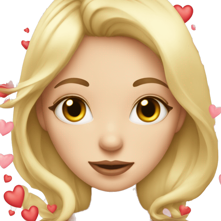 blonde girl with hearts as eyes in love cute  emoji