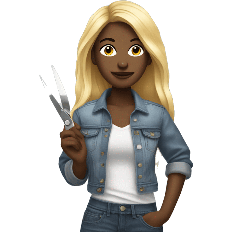 realistic clothing designer with scissors and cloth emoji