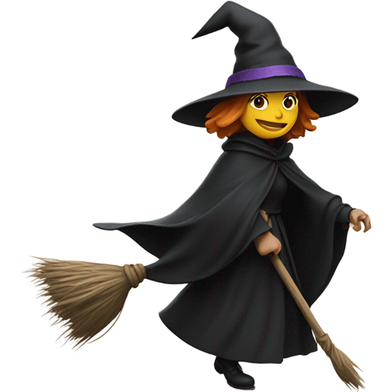 Witch floating down the street emoji