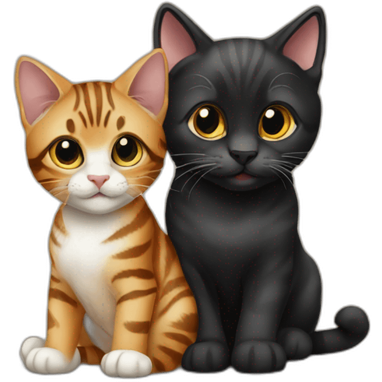 two-cats-bengal-and-cat-black-kitten-together emoji