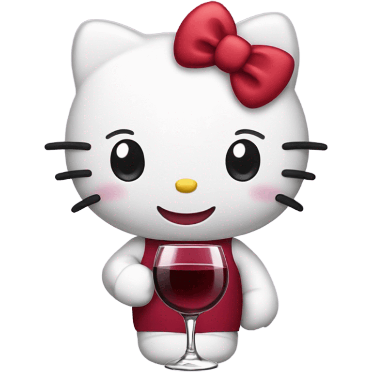 Hello Kitty drinking red wine emoji