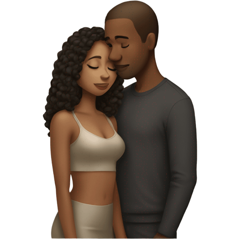 New years kiss white man and brown woman emoji