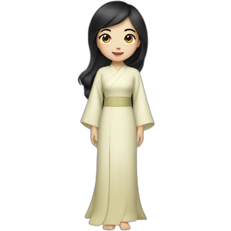 asian girl with flowy black hair wearing ao dai full body emoji