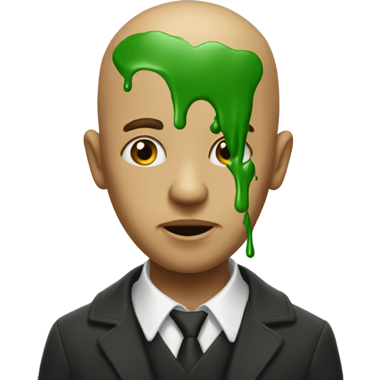 Tan bald guy green paint dripping from mouth emoji