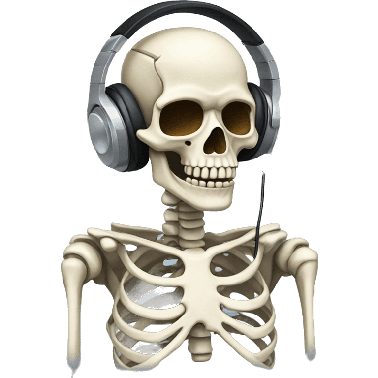 A skeleton wearing headphones emoji