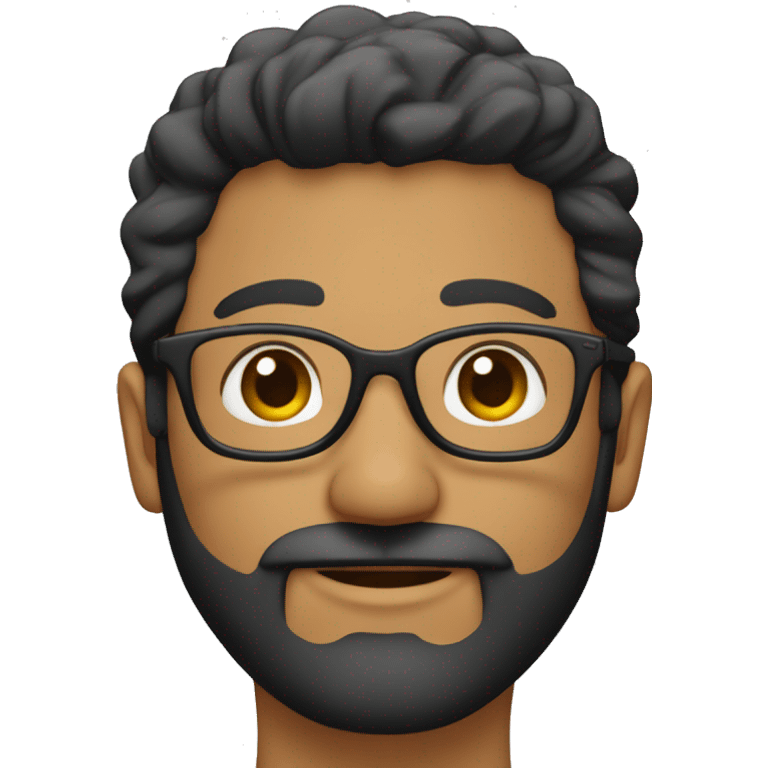 Hombre de 30 años con gafas y barba y pelo corto negro emoji