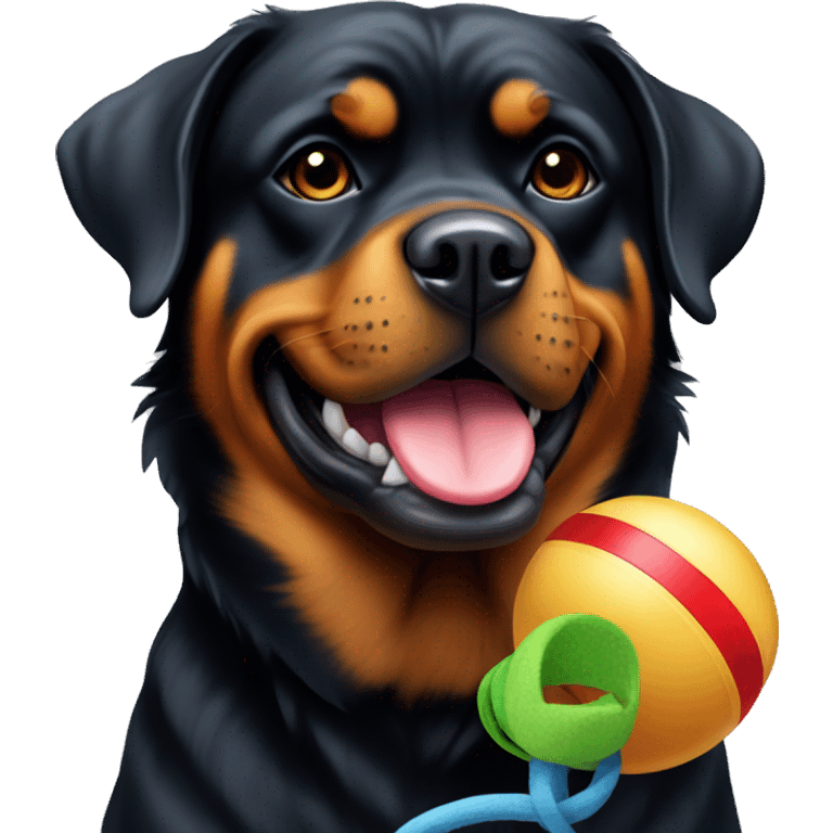 Rottweiler with a toy in mouth emoji