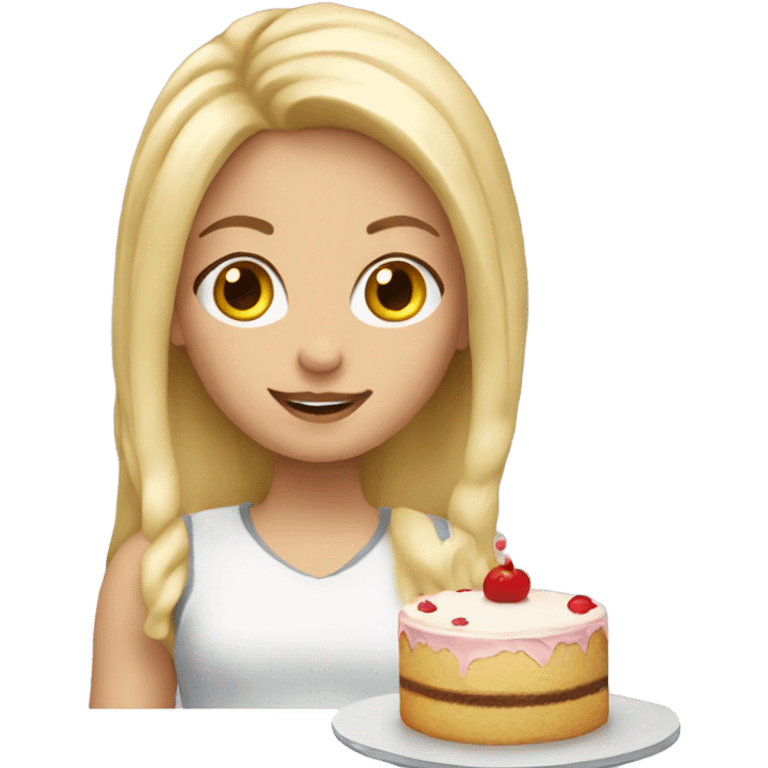 blonde girl holding a cake emoji