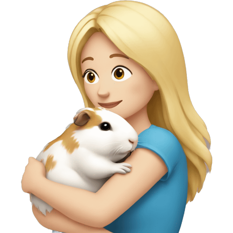 Blonde Woman hugging a guineapig emoji