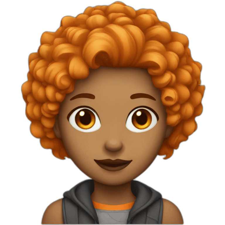 girl with Wolf hair cut orange emoji