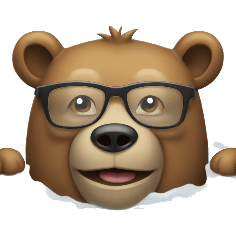 Bear chilling in a hot tub wearing glasses and reading a newspaper emoji