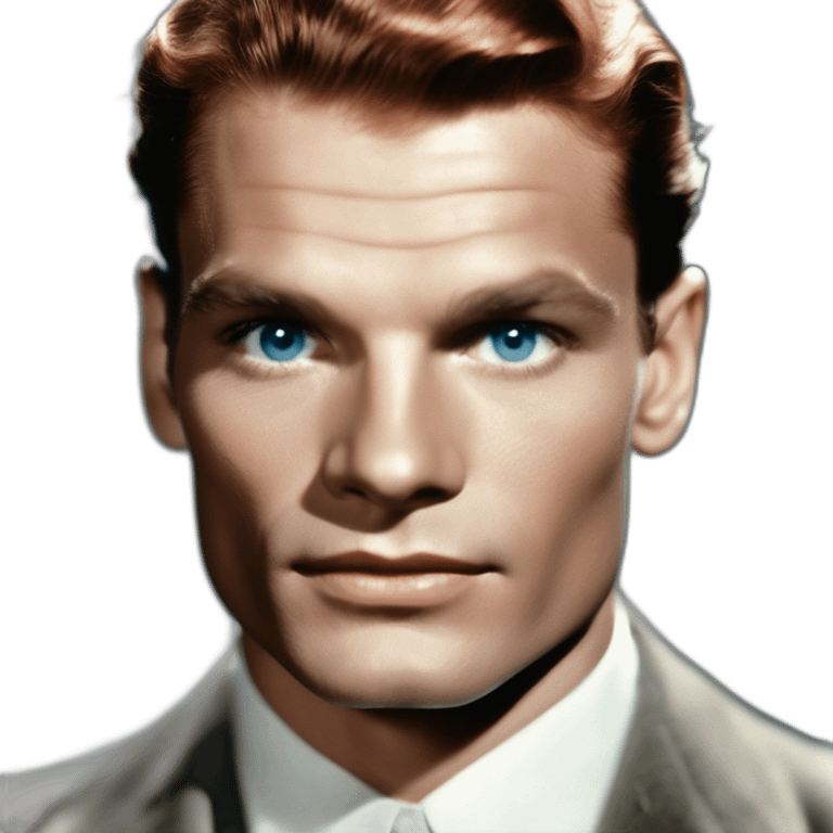 Young Laurence Olivier colorised Blue eyes very neat gelled back fully red hair handsome chiselled jaw sharp cheekbones emoji