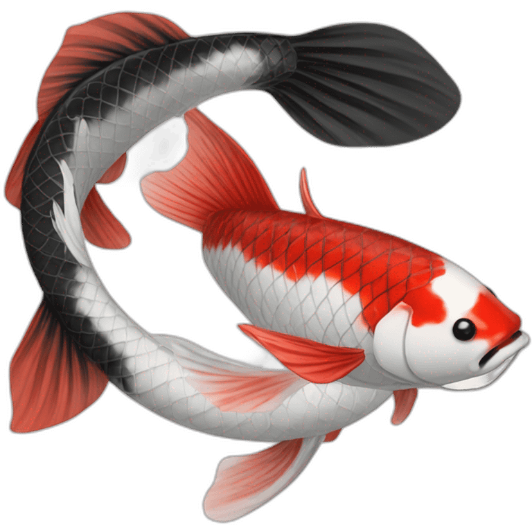 Please create a red and white and black koi carp emoji