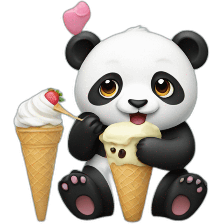 Panda eating ice cream emoji